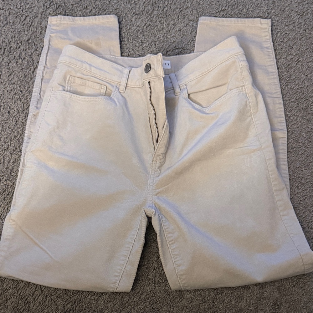 Women's Cream Corduroy Pants - Picture 3 of 11